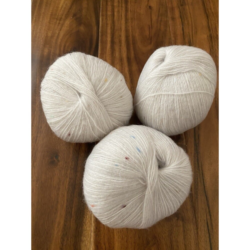 3 Skeins Wool Alpaca Blend Light Grey Glitter 150g #349